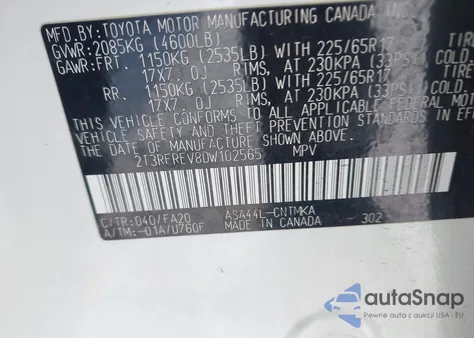 2013 Toyota Rav4 Xle z USA, uszkodzony, nr VIN 2T3RFREV8DW102565